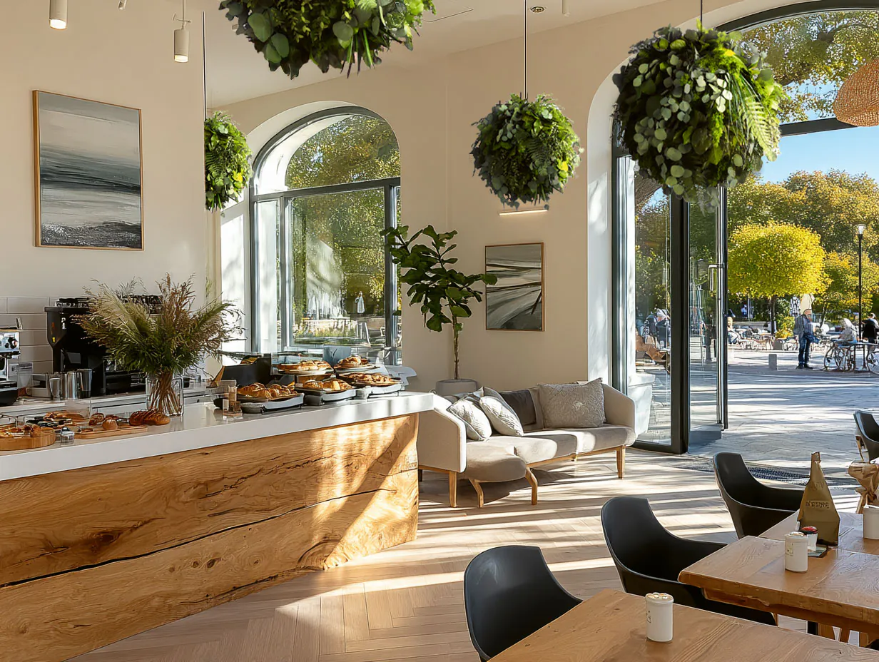 Hanging Garden Café Lobby Hängende Begrünungen — Deckenbegrünung von MOOSMOOS